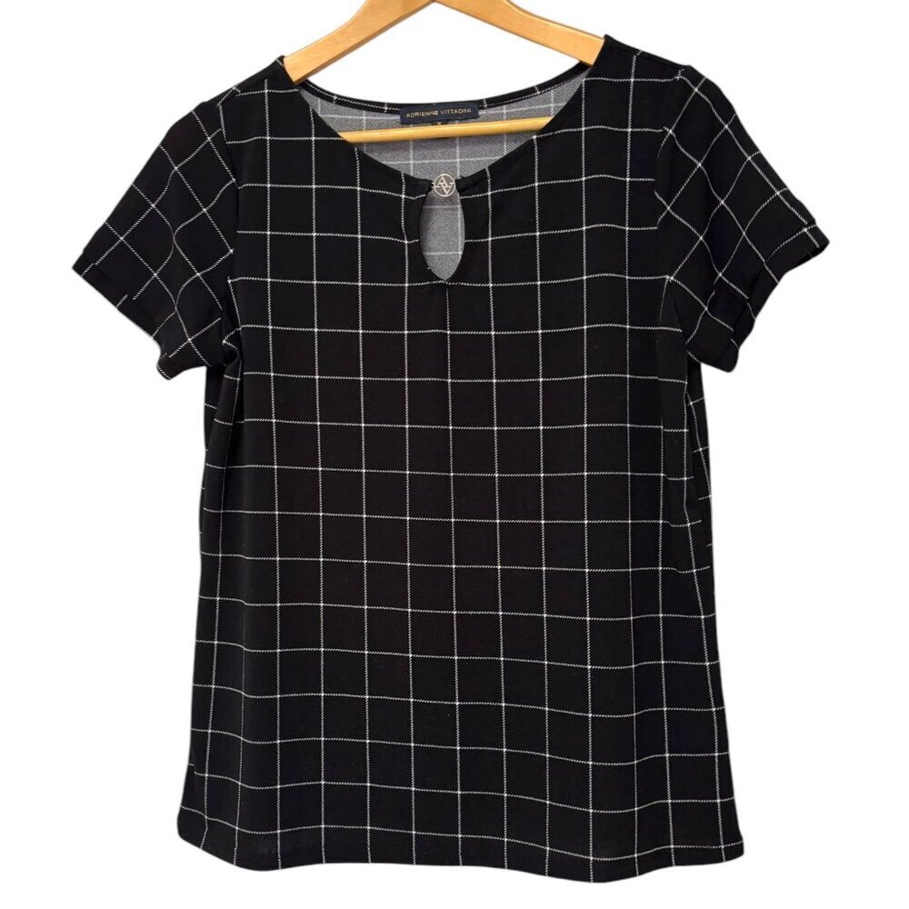 Adrienne Vittadini Top Size Medium Black and White Career Business Casual